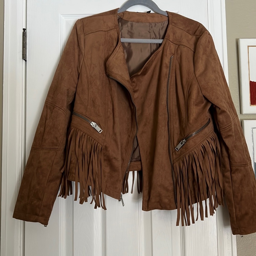 Faux Suede Fringe Jacket